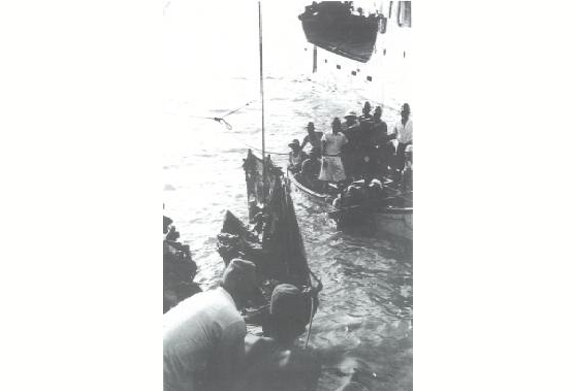  Salvaging the wreckage of the chok kyoki reconnaissance aircraft in which Marquis Maeda met his death whilst flying off the Sarawak coast.