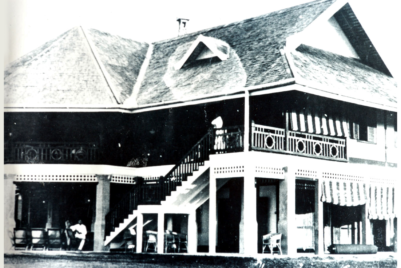 The Gymkhana Club of Miri, where mad dogs and expatriates whiled away Sunday afternoons to the slap of leather on willow. This, the second clubhouse, was destroyed by Allied bombing.